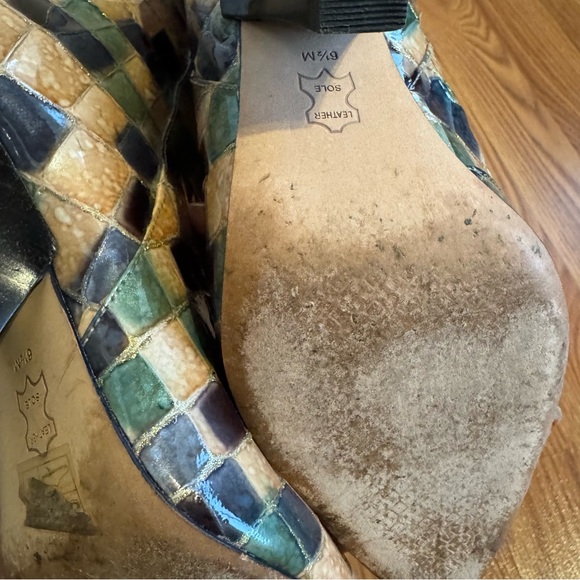 Tory Burch Lila 90mm Painted‎ Hand Embossed Ankle Boots Green multicolored - Picture 7 of 10